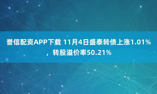誉信配资APP下载 11月4日盛泰转债上涨1.01%，转股溢价率50.21%