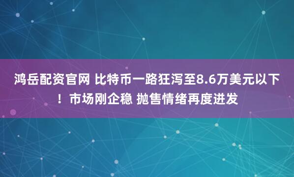 鸿岳配资官网 比特币一路狂泻至8.6万美元以下！市场刚企稳 抛售情绪再度迸发